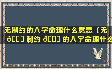 无制约的八字命理什么意思（无 🐝 制约 🐎 的八字命理什么意思呀）